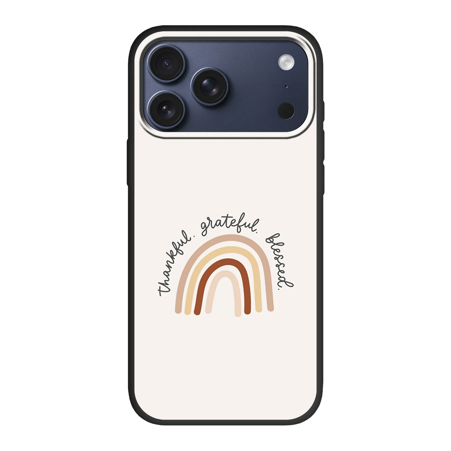 Duurzaam eco-telefoonhoesje met “Thankful. Grateful. Blessed.” – biologisch afbreekbaar hoesje dat zorg voor schepping en geloof samenbrengt.