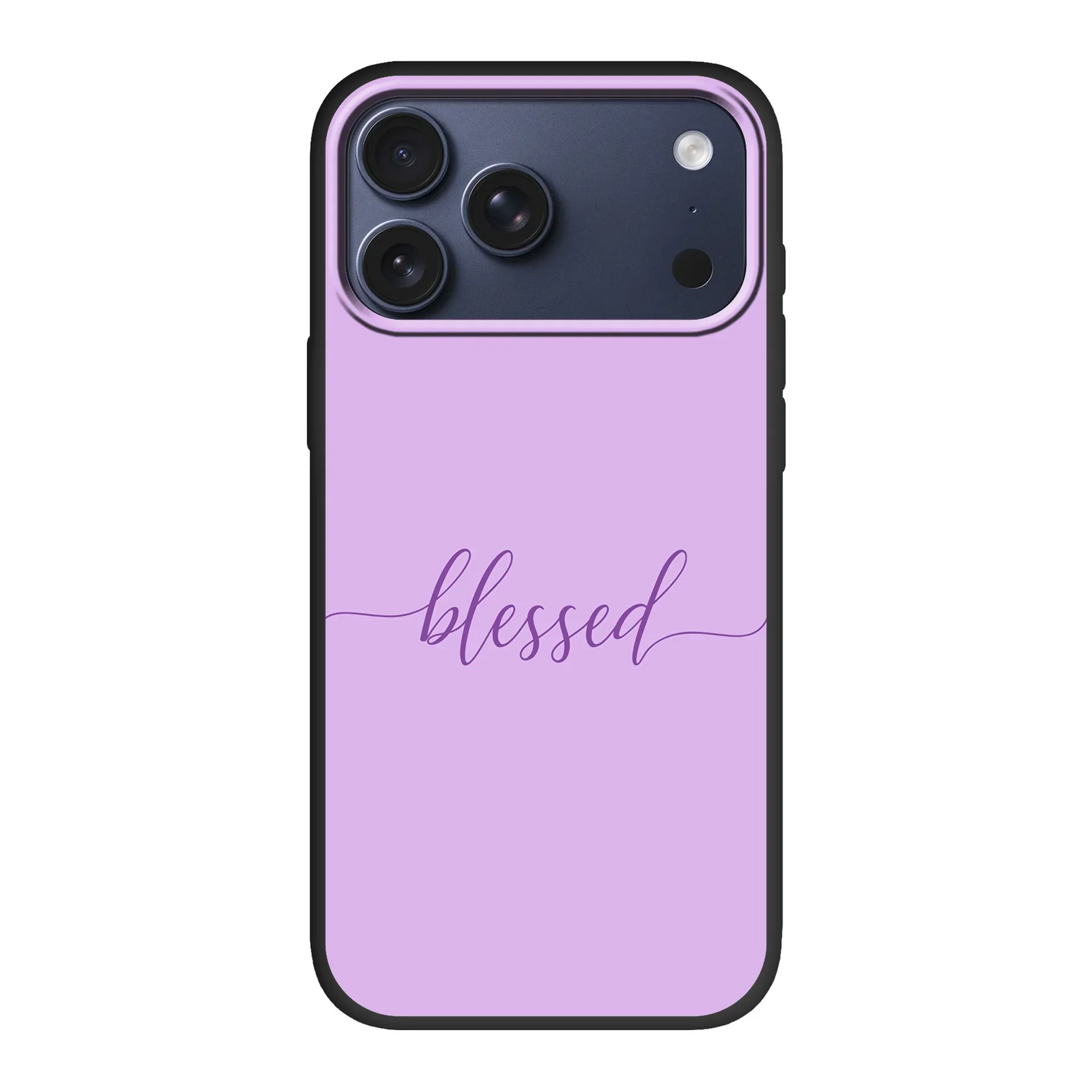 Duurzaam eco-telefoonhoesje met de tekst “Blessed” – milieuvriendelijke keuze met een positieve christelijke boodschap.