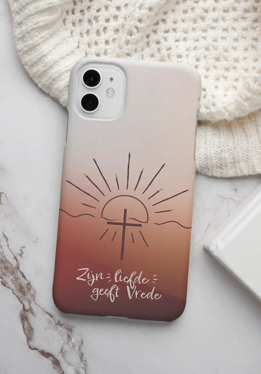 Christelijk telefoonhoesje 'Zijn liefde geeft vrede' – stijlvol en inspirerend
