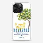 Christelijk softcase hoesje Aan stromend water Psalm 1:3 – mediterraan waterverf citroenboom design
