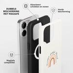Christelijk toughcase met MagSafe telefoonhoesje met aardetinten regenboog design en dubbele laag bescherming