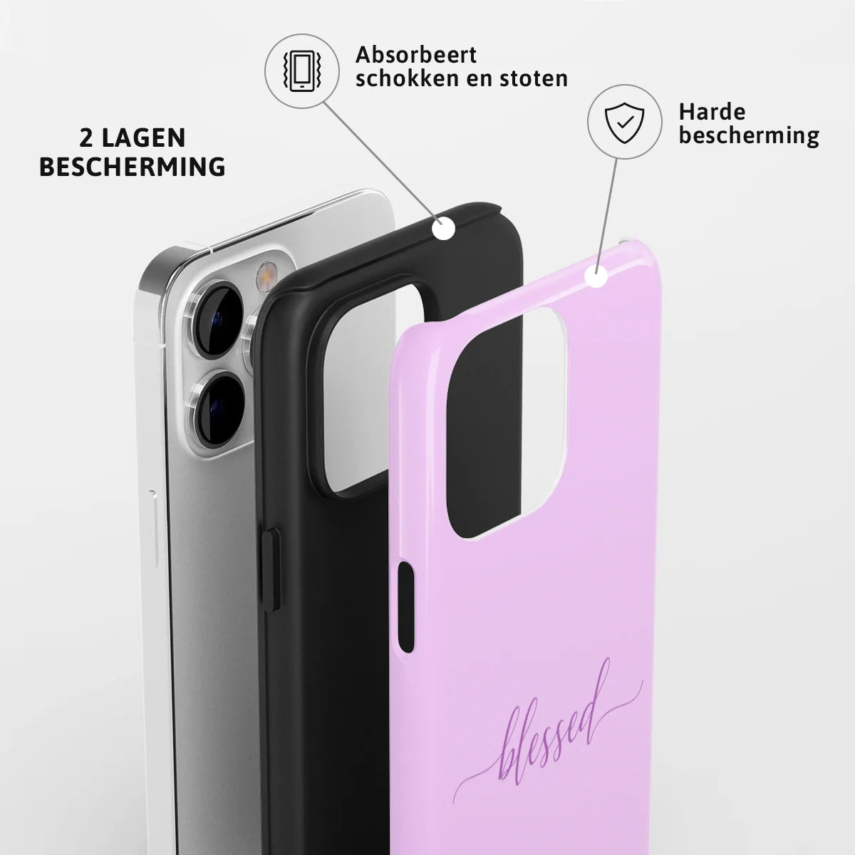 Christelijk toughcase telefoonhoesje ‘Blessed’ met 2 lagen bescherming en schokabsorberende harde bescherming