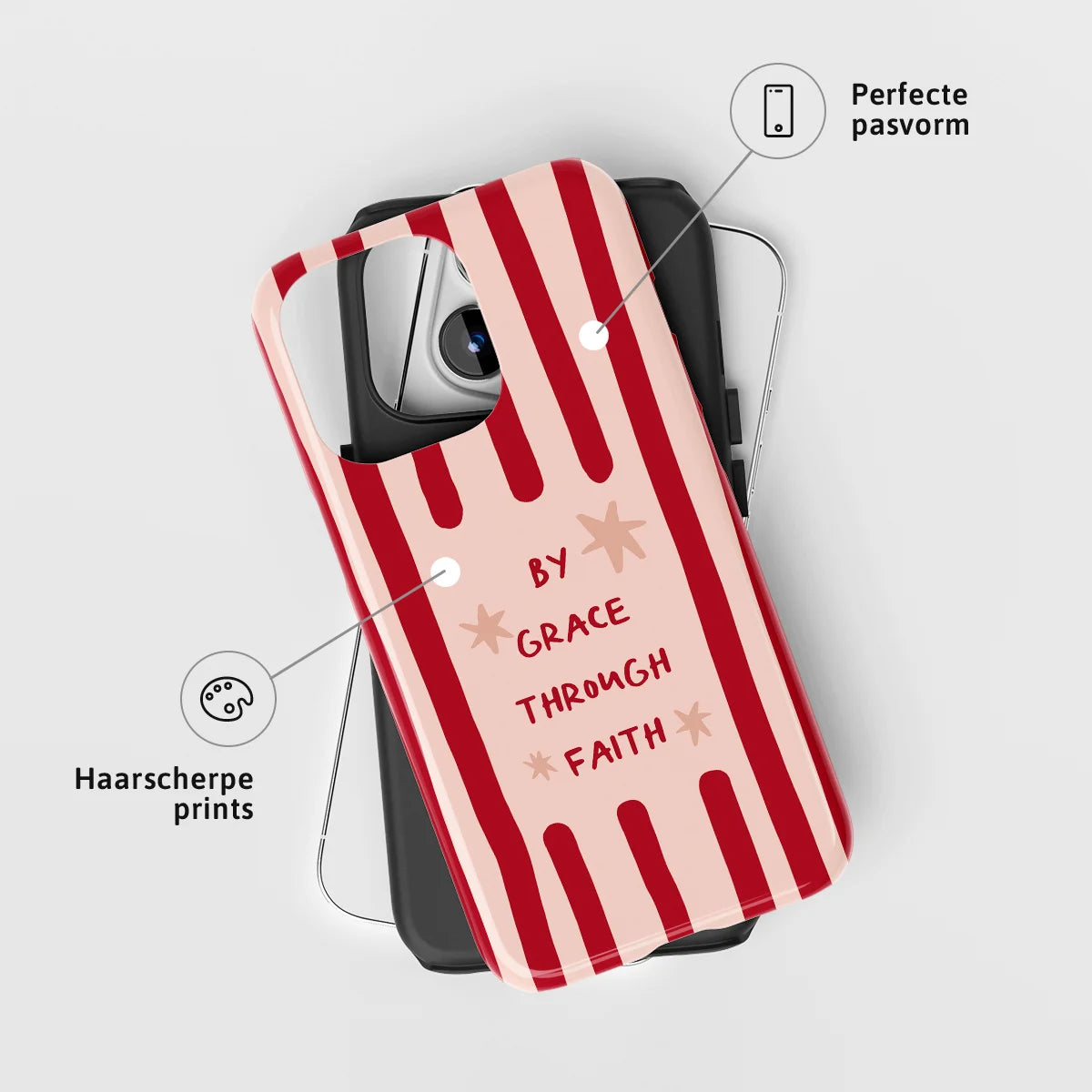Christelijk toughcase telefoonhoesje ‘By grace through faith’ met perfecte pasvorm en haarscherpe print