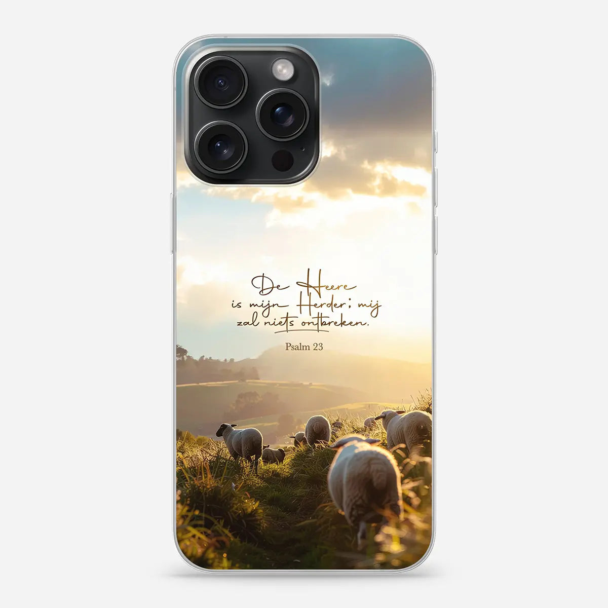 Telefoonhoesje De Heer is mijn Herder – Psalm 23 softcase, geïnspireerd door Chris Stoffer