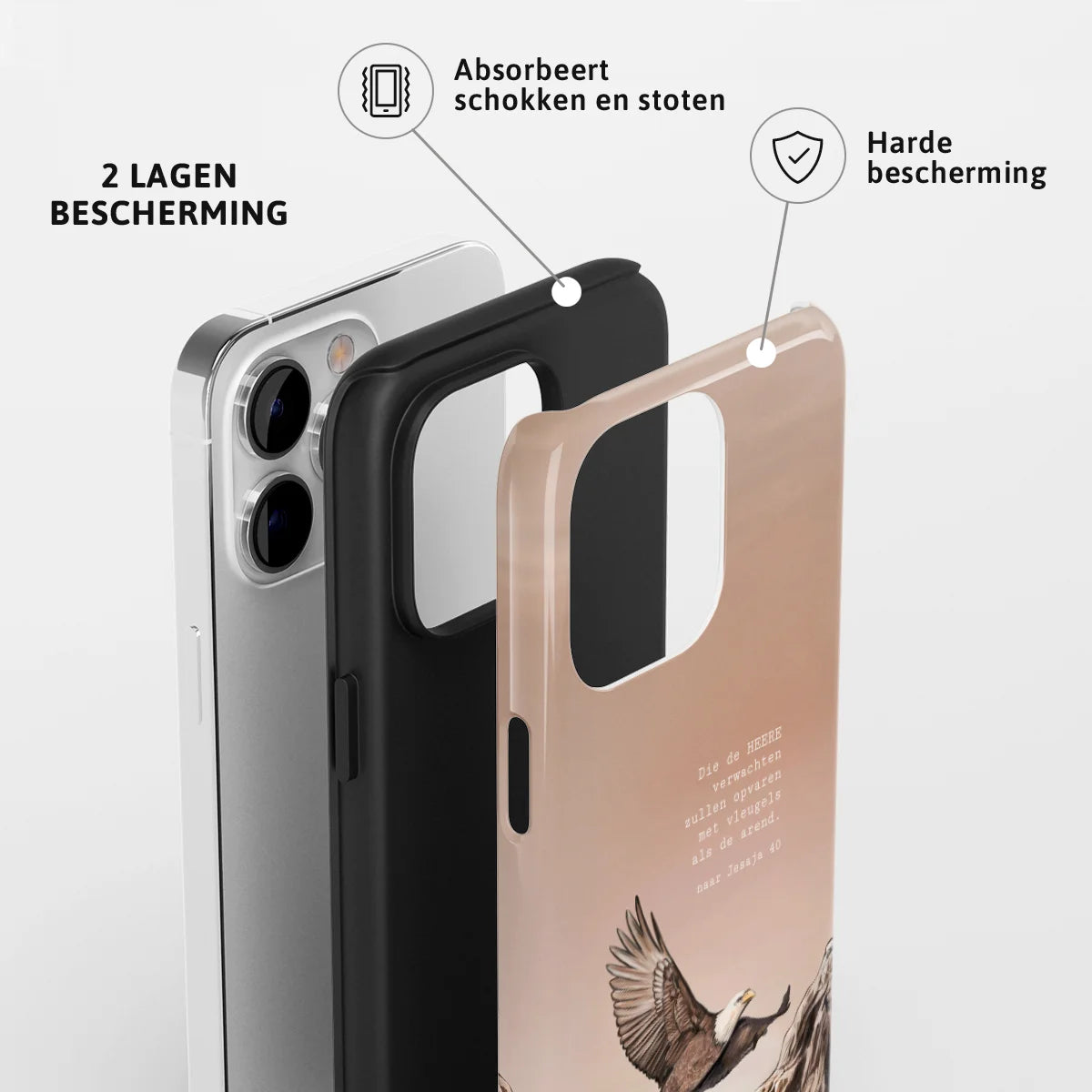 Christelijk toughcase telefoonhoesje ‘Die de Heere verwachten’ met 2 lagen bescherming en schokabsorberende harde bescherming