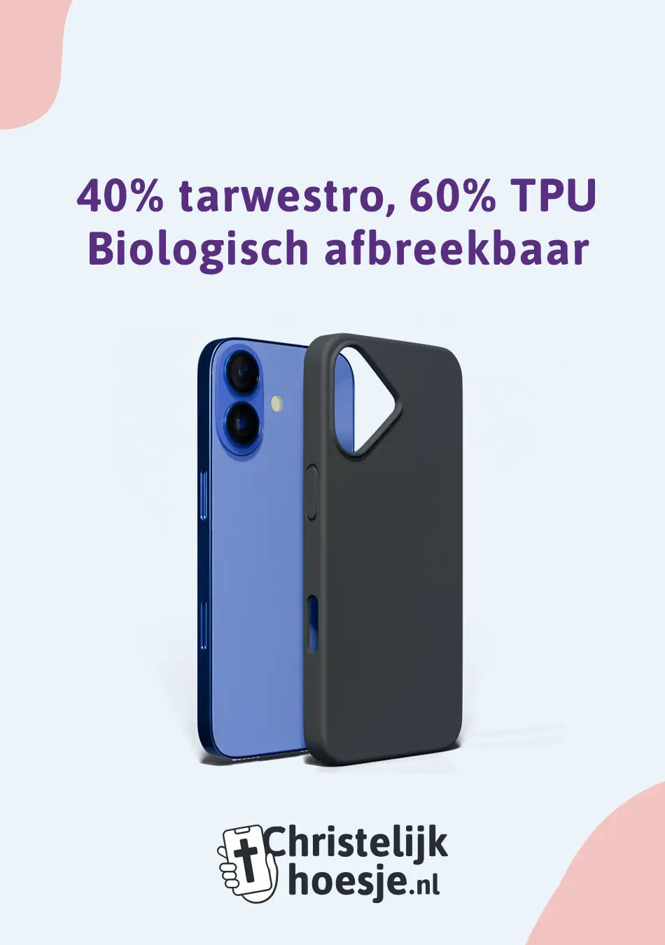 Eco-hoesje van 40% tarwestro en 60% TPU, biologisch afbreekbaar en duurzaam ontworpen voor optimale bescherming van je telefoon