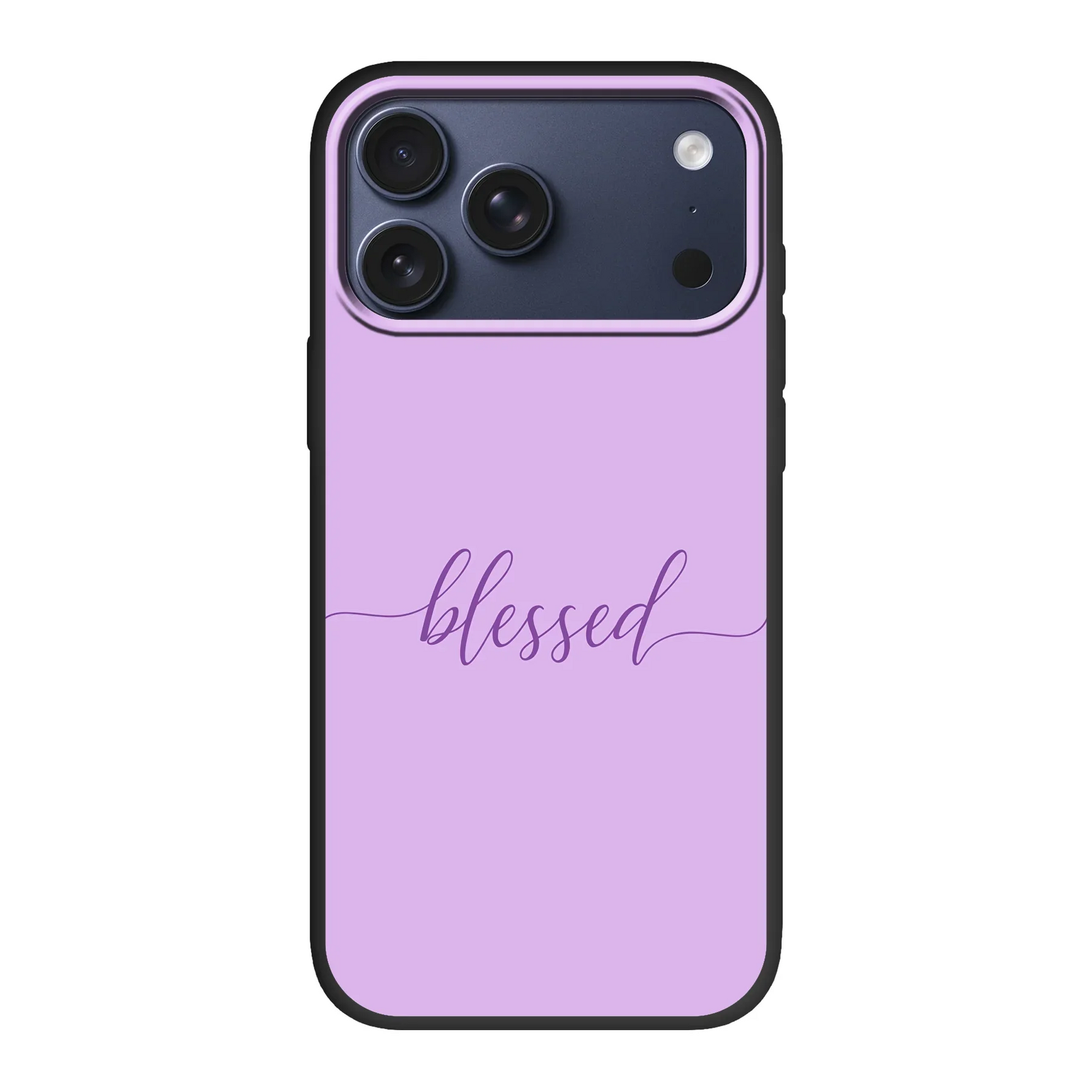 Duurzaam eco-telefoonhoesje met de tekst “Blessed” – milieuvriendelijke keuze met een positieve christelijke boodschap.