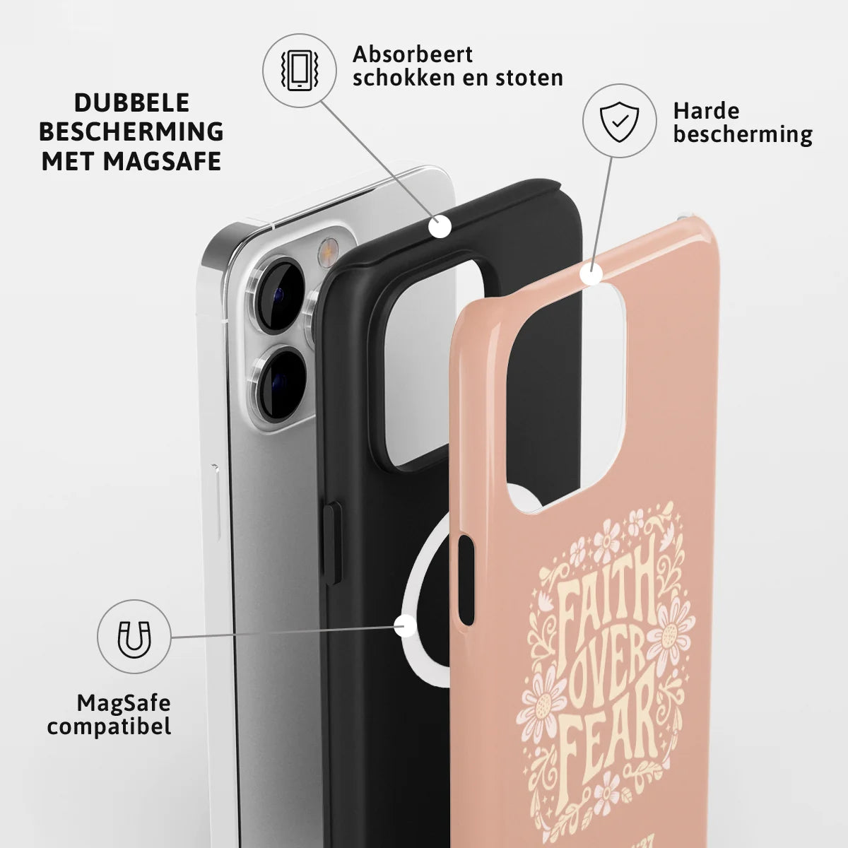 Christelijk toughcase met MagSafe telefoonhoesje ‘Faith’ met dubbele laag bescherming en schokabsorberende werking