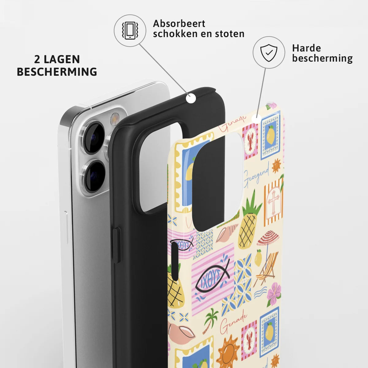 Toughcase Gezegend en Genade – dubbele laag bescherming met kleurrijk patchwork design