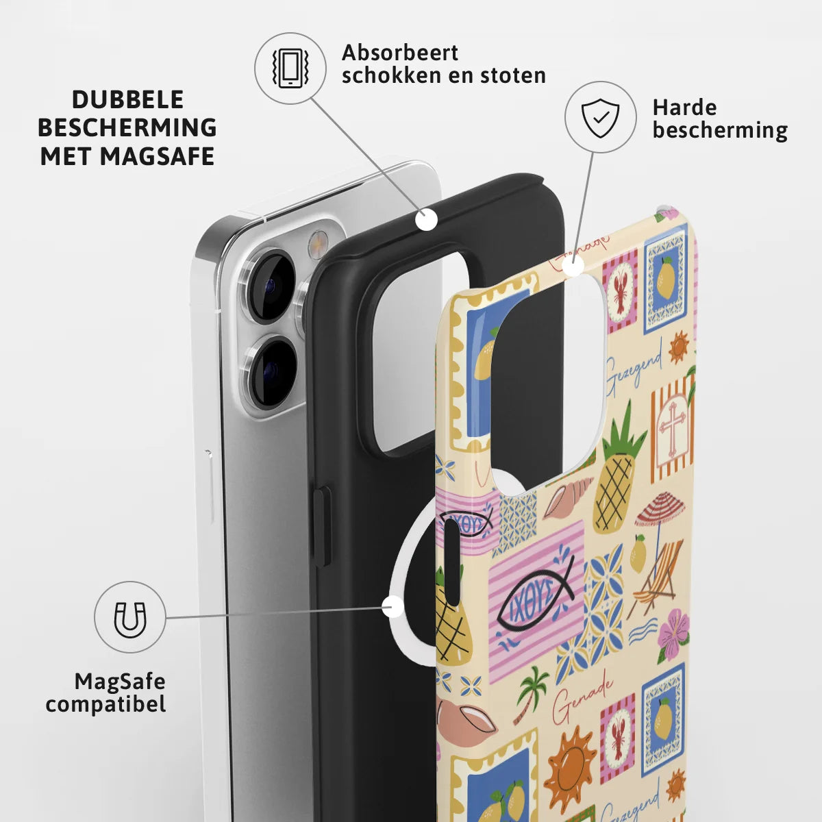 Toughcase MagSafe Gezegend en Genade – dubbele laag bescherming kleurrijk patchwork design
