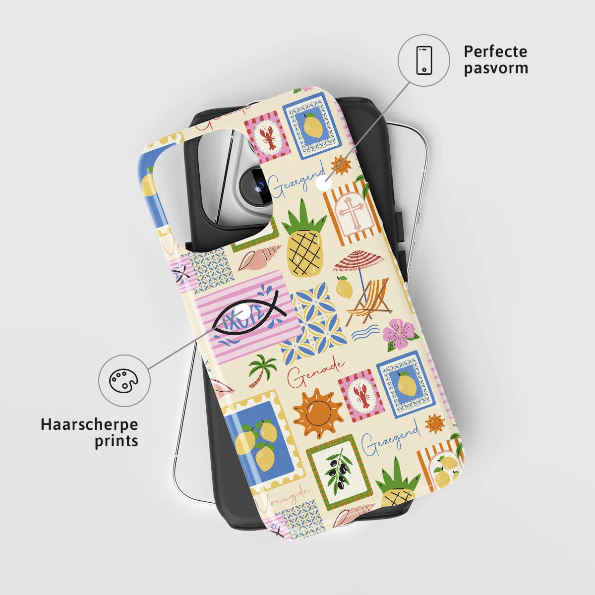 Toughcase Gezegend en Genade – nauwkeurige pasvorm en haarscherpe patchwork print