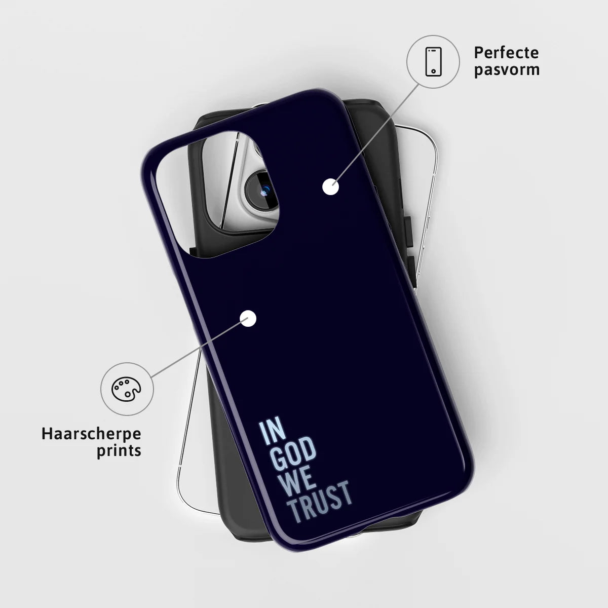 Christelijk toughcase telefoonhoesje ‘God trust’ met perfecte pasvorm en haarscherpe print