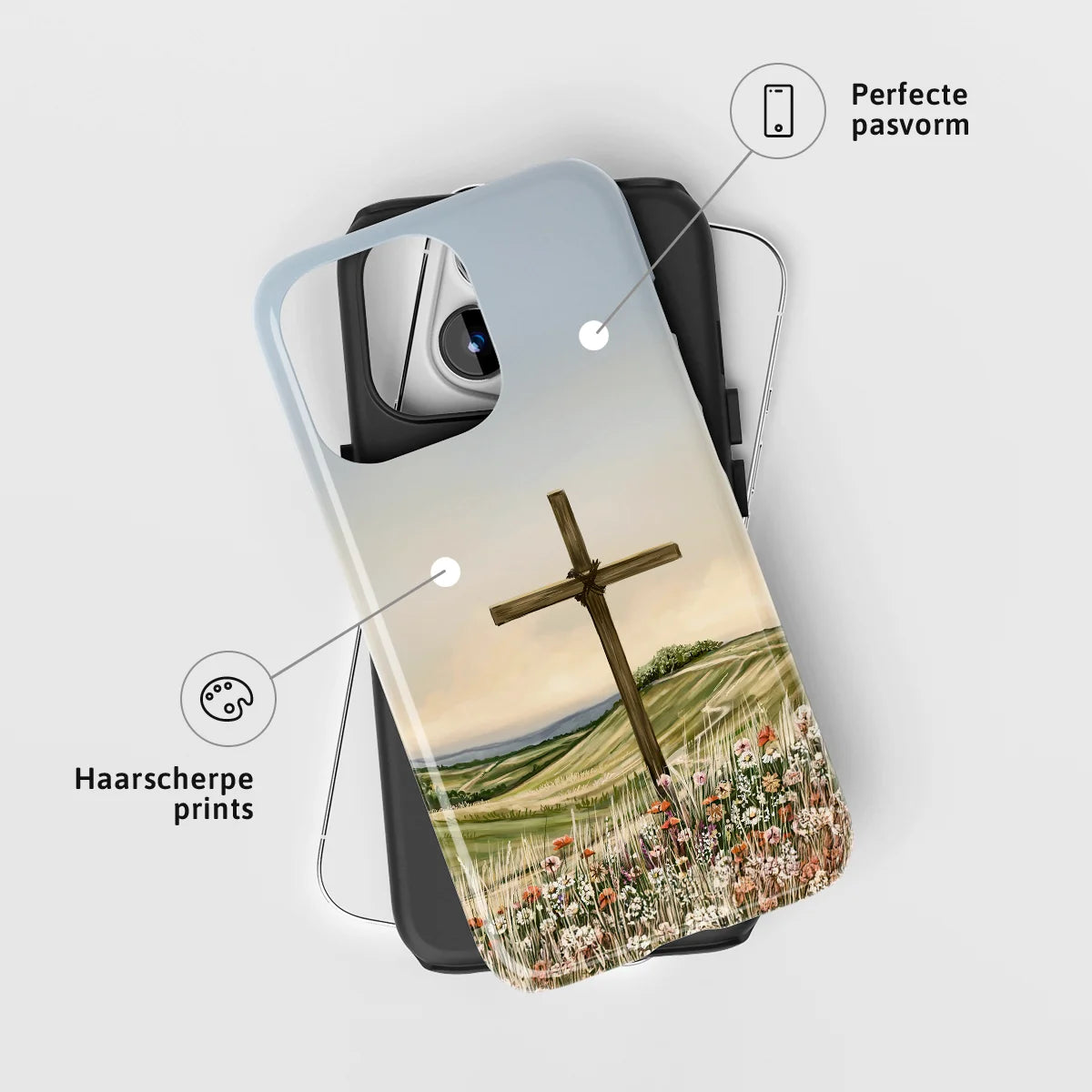 Christelijk toughcase telefoonhoesje met kruis als teken van hoop, perfecte pasvorm en haarscherpe print