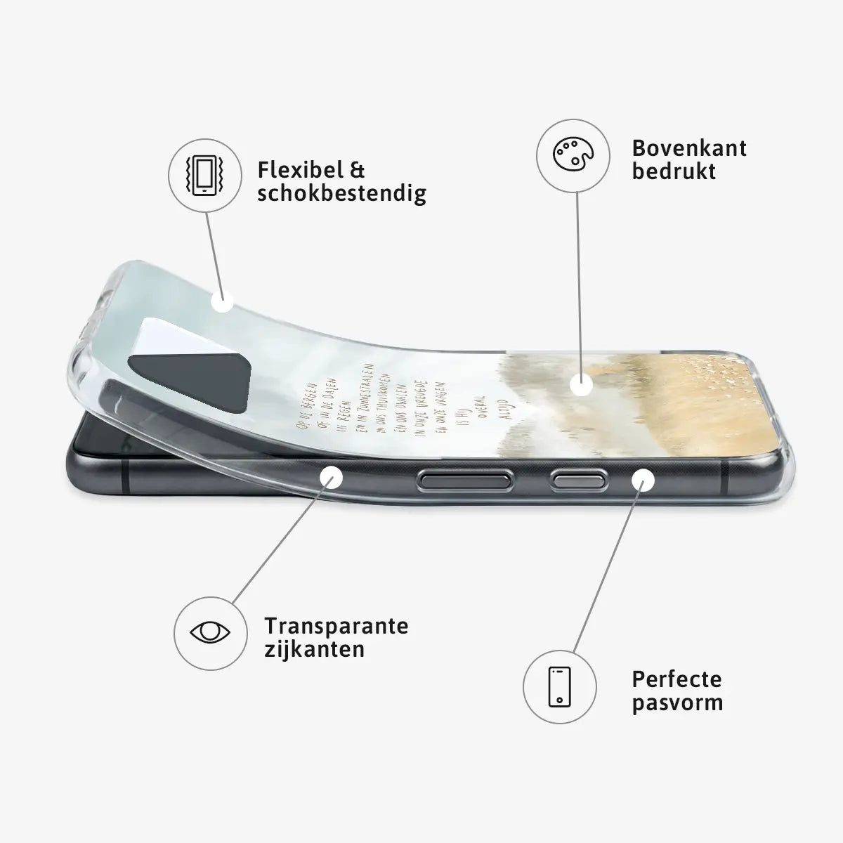 Softcase Hij is overal. Altijd. – flexibel hoesje met berglandschap in warme aardetinten