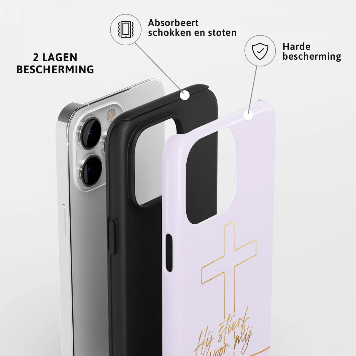 Christelijk toughcase telefoonhoesje ‘Hij stierf voor mij’ met 2 lagen bescherming en schokabsorberende harde bescherming