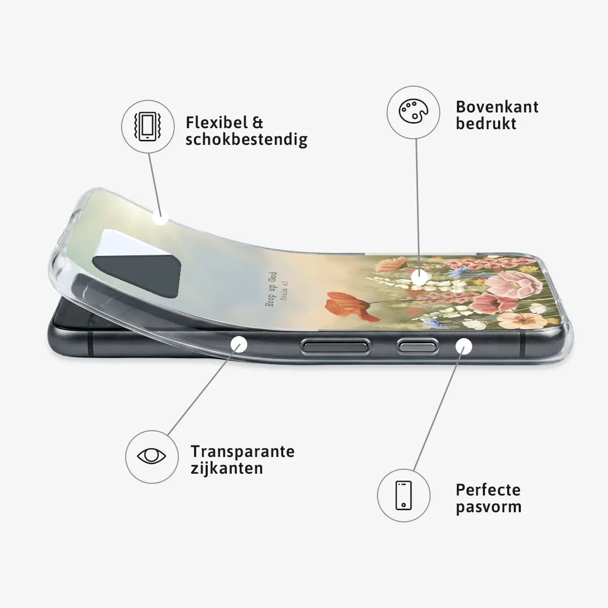 Softcase Hoop op God – flexibel hoesje met transparante zijkanten