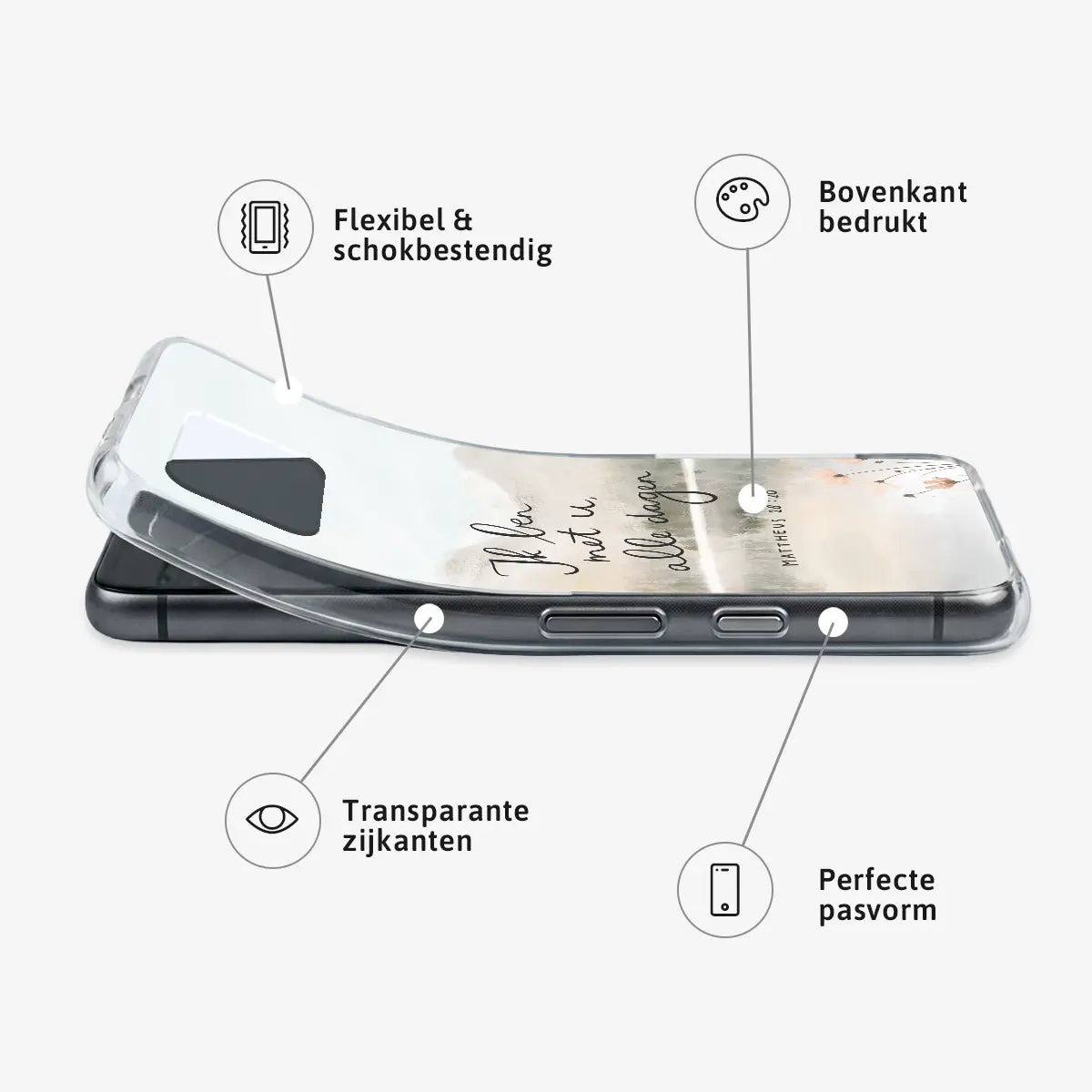 Softcase Ik ben met u, alle dagen – flexibel hoesje met bergen en meer in waterverf