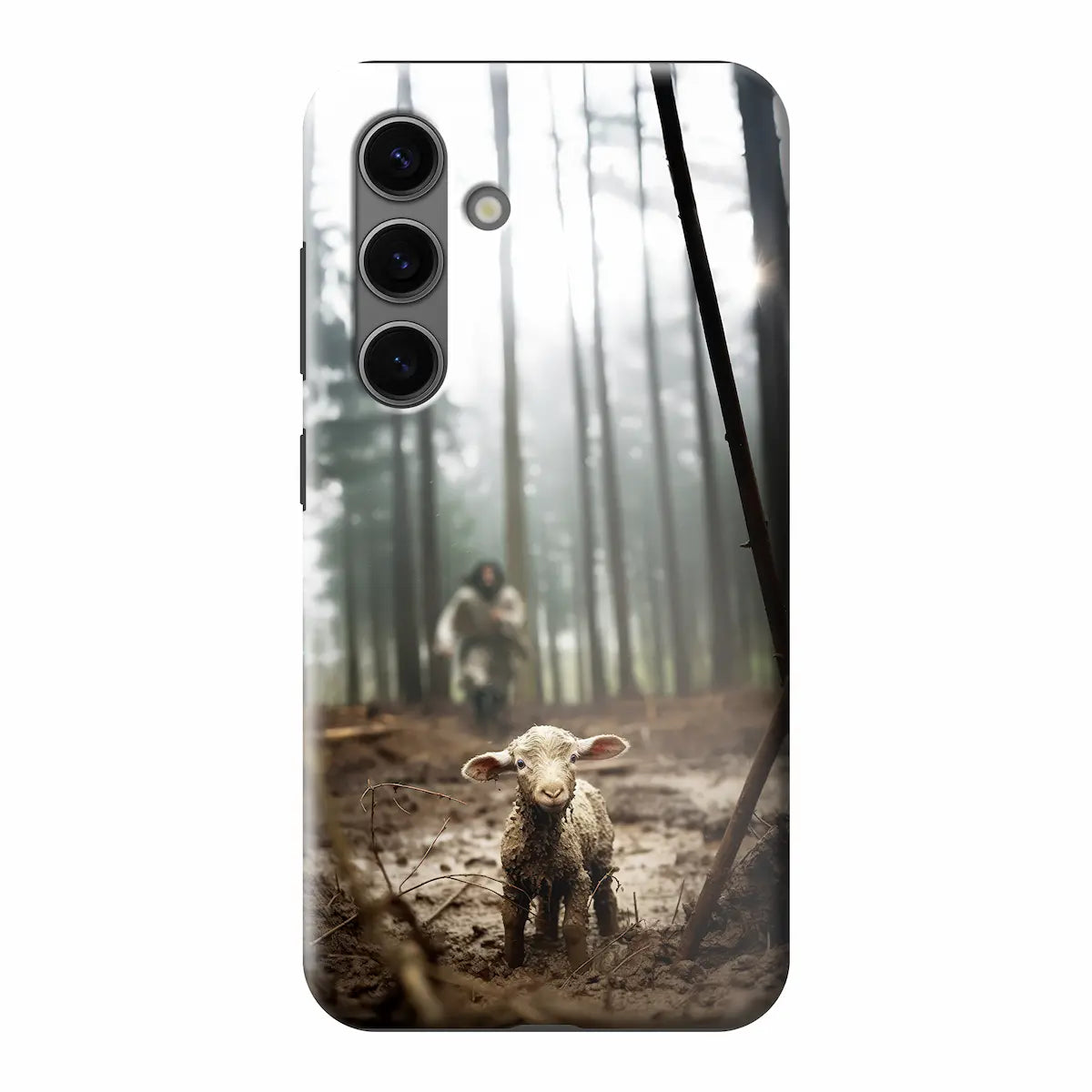 Christelijk telefoonhoesje Jezus en het Verloren Schaap toughcase met MagSafe – ontwerp van de Goede Herder gebaseerd op Lukas 15:4–7