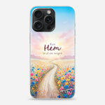 Christelijk telefoonhoesje Ken Hem in al uw wegen softcase – waterverf bloemenpad design met Spreuken 3:6