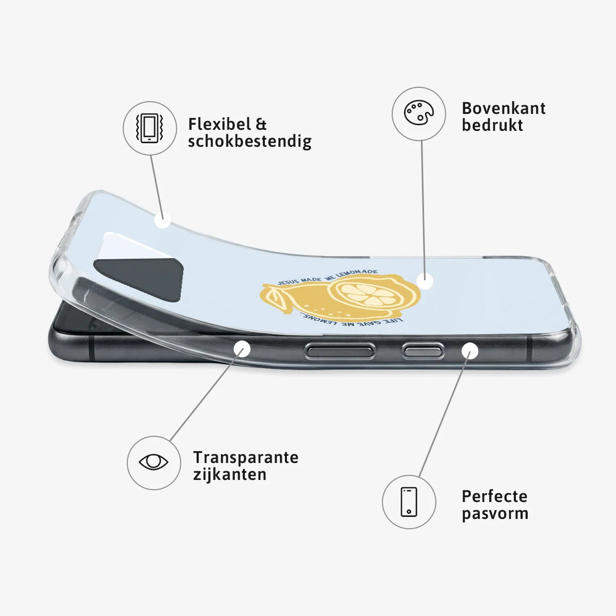 Softcase Life gave me Lemons – flexibel hoesje met transparante zijkanten en gouden citroen design