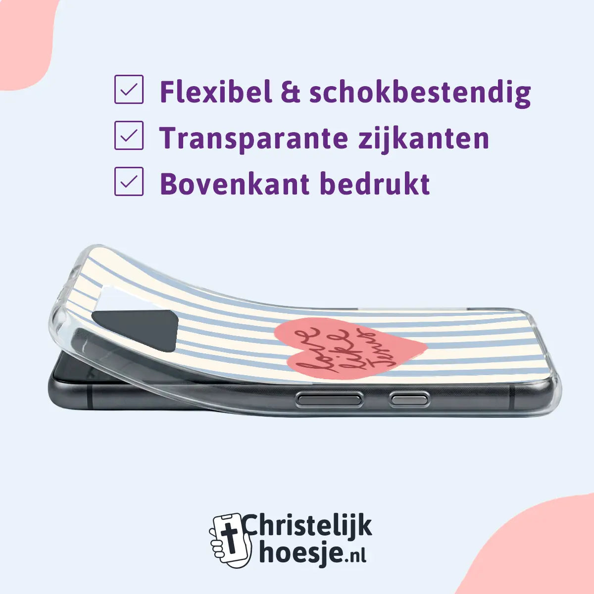 Love Like Jesus christelijk telefoonhoesje softcase met tekst en transparante zijkanten