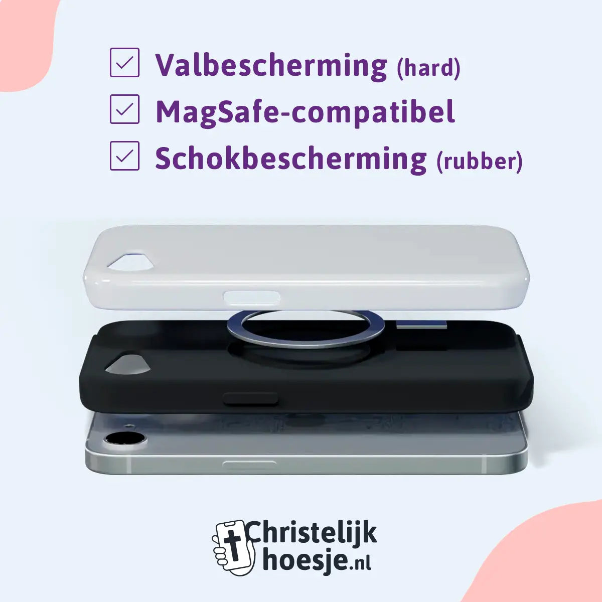 Uitleg van MagSafe hoesje met ingebouwde magneten voor draadloos opladen – Christelijkhoesje.nl