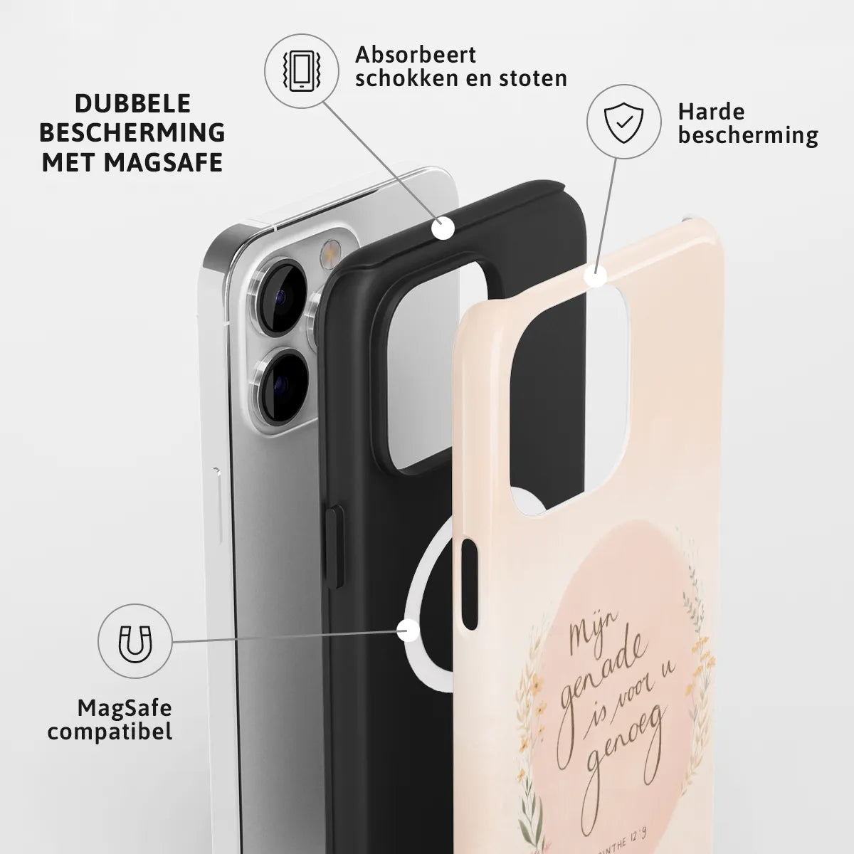 Toughcase MagSafe Mijn genade is voor u genoeg – dubbele laag bescherming en ingebouwde MagSafe magneten