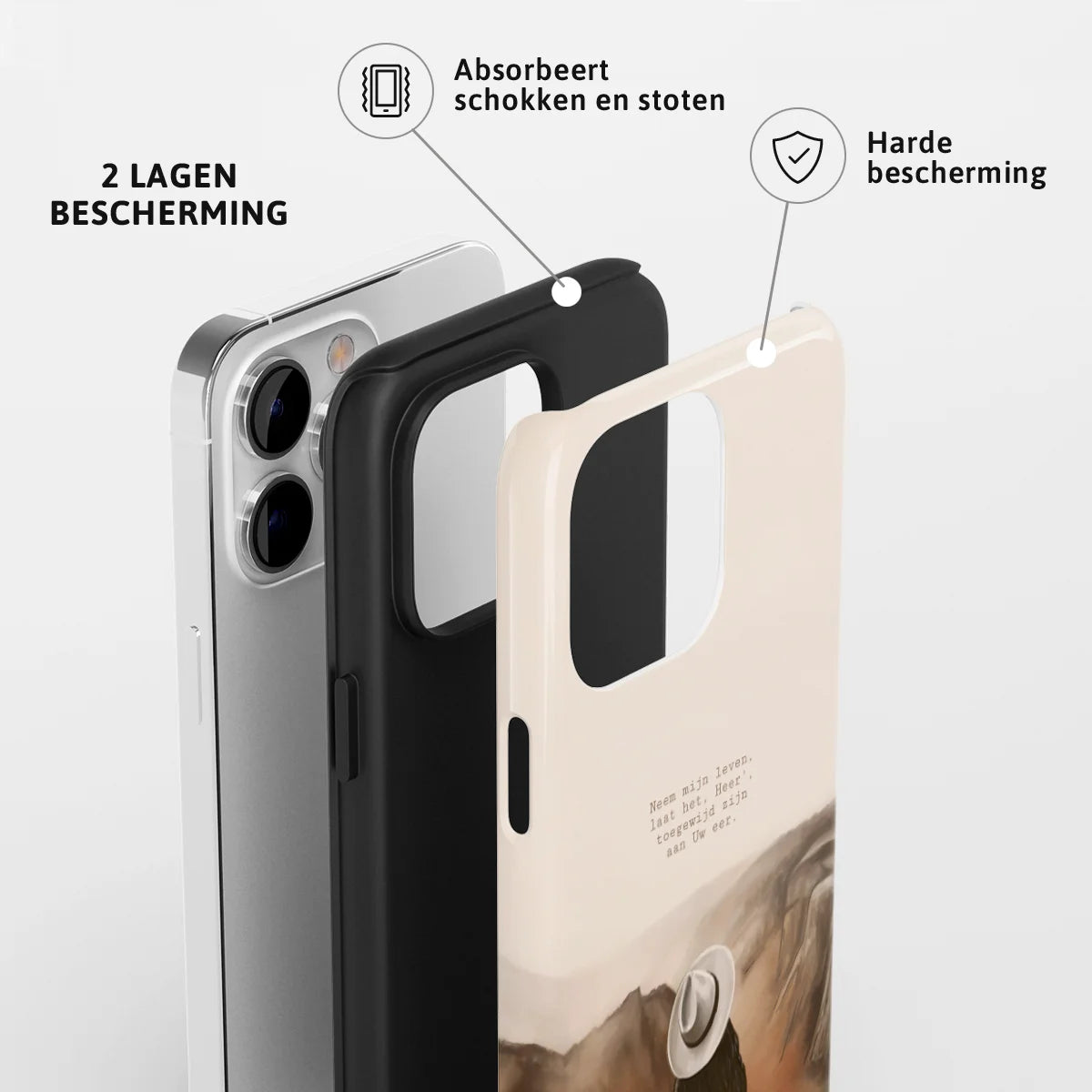 Christelijk toughcase telefoonhoesje ‘Neem mijn leven toegewijd aan Uw eer’ met 2 lagen bescherming en schokabsorberende harde bescherming