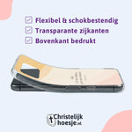 Christelijk telefoonhoesje softcase met tekst “Psalm 46:6”, transparante zijkanten en schokbestendige bescherming
