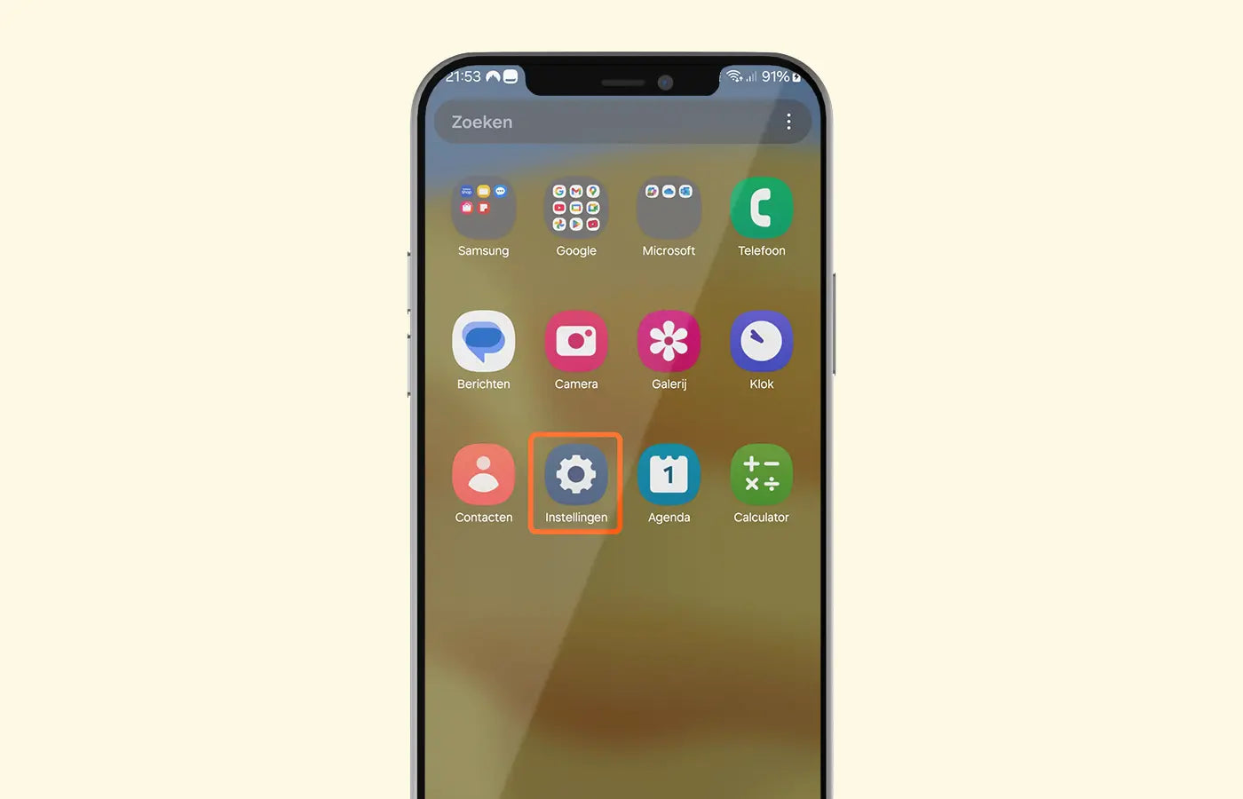 Samsung model opzoeken via Instellingen-app
