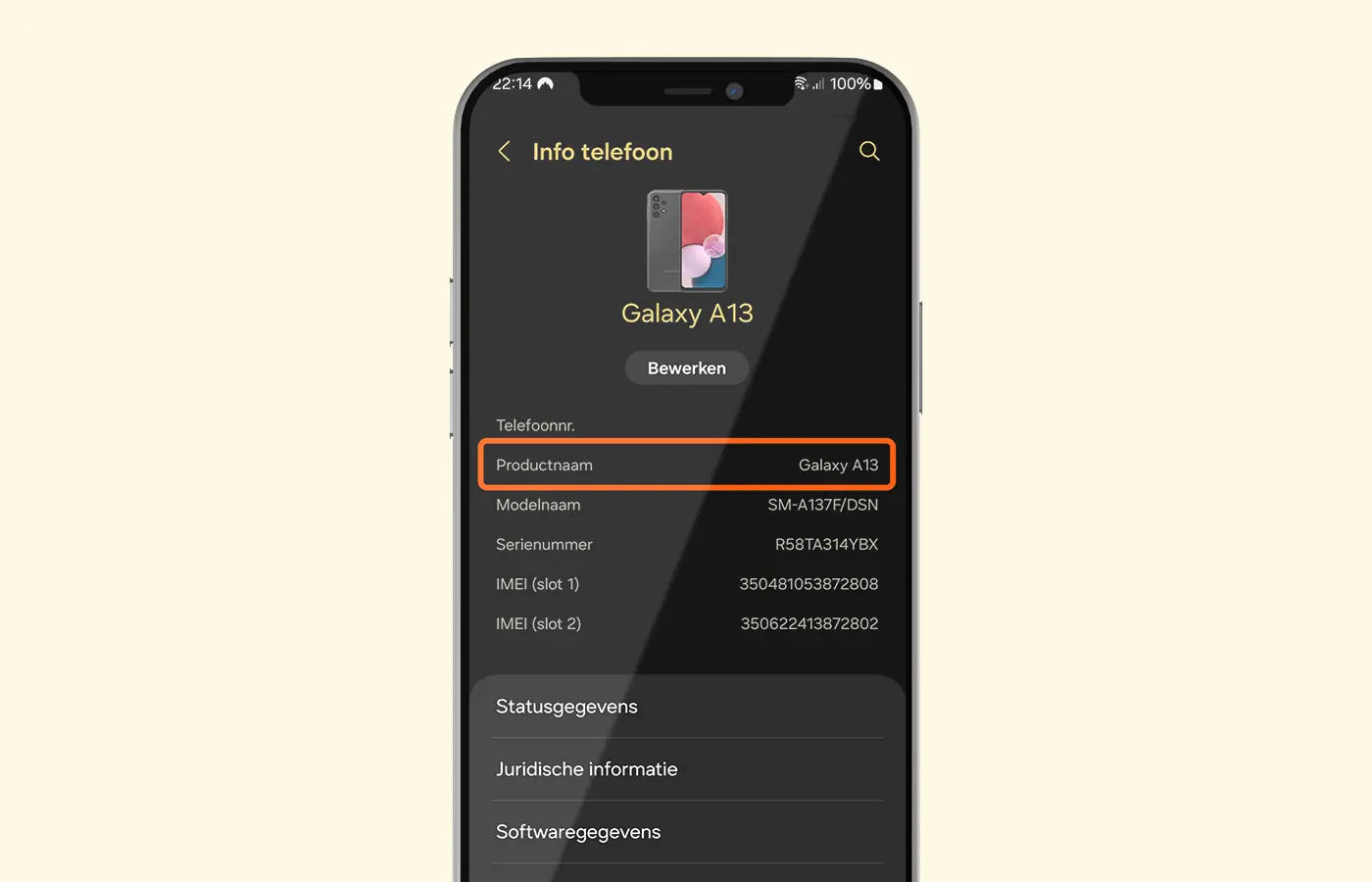 Samsung productnaam of modelnummer achterhalen voor het juiste hoesje