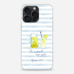 Christelijk softcase hoesje U verkwikt mijn ziel Psalm 23:3 – waterverf limonade design op blauwe strepen