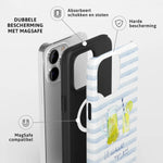 Christelijk toughcase MagSafe hoesje U verkwikt mijn ziel Psalm 23:3 – waterverf limonade design op blauwe strepen