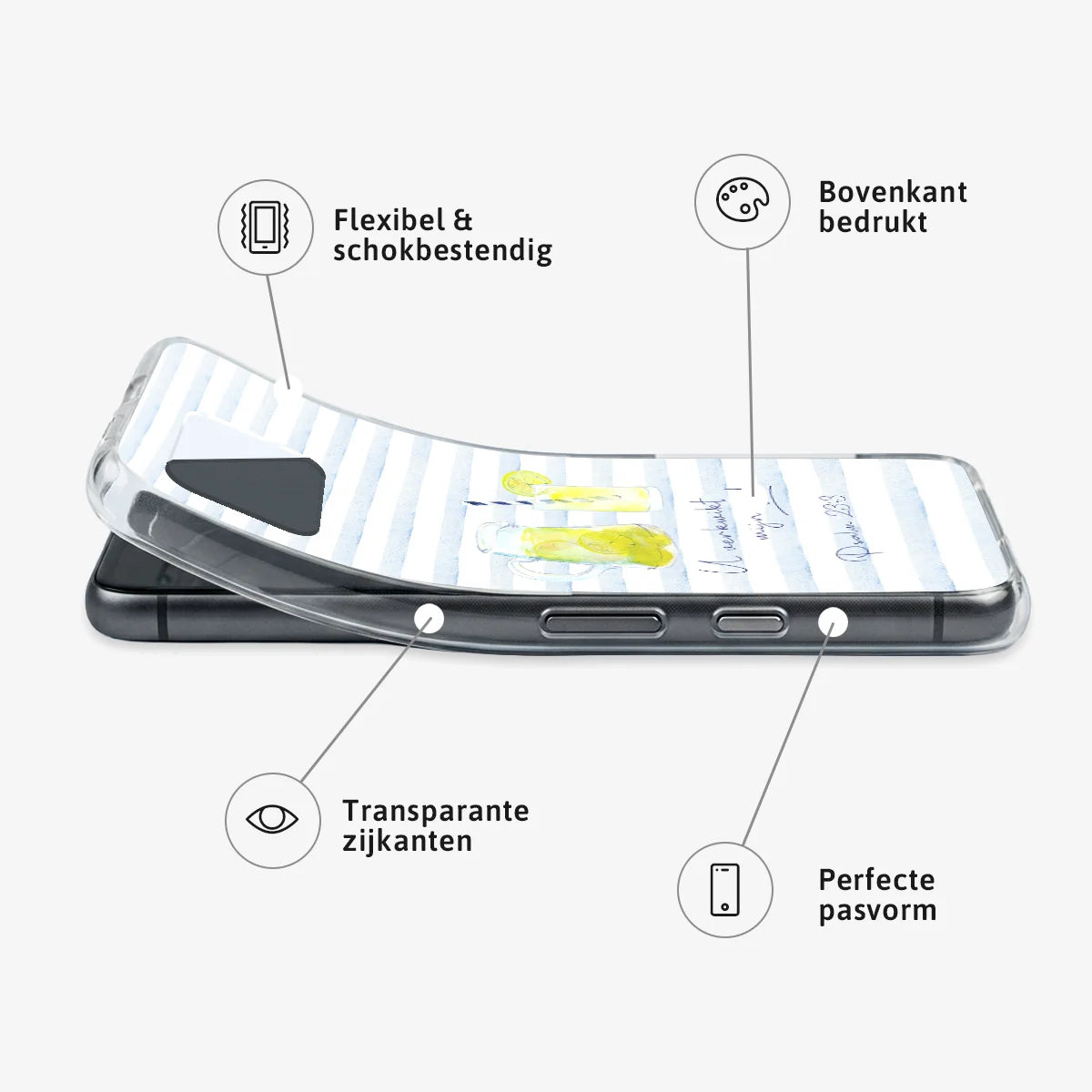 Softcase U verkwikt mijn ziel – flexibel hoesje met waterverf limonade design en Psalm 23:3