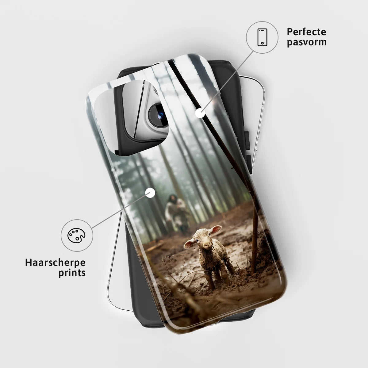Christelijk toughcase telefoonhoesje ‘Verloren schaap’ met perfecte pasvorm en haarscherpe print