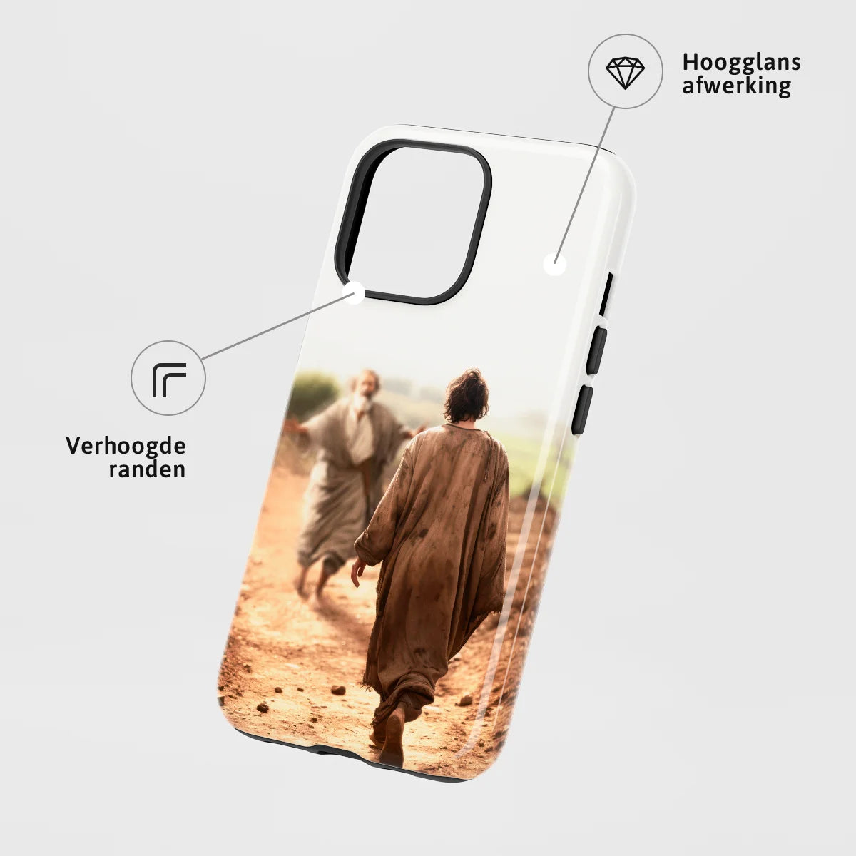 Christelijk toughcase telefoonhoesje ‘De verloren zoon’ met hoogglans afwerking en opstaande randen