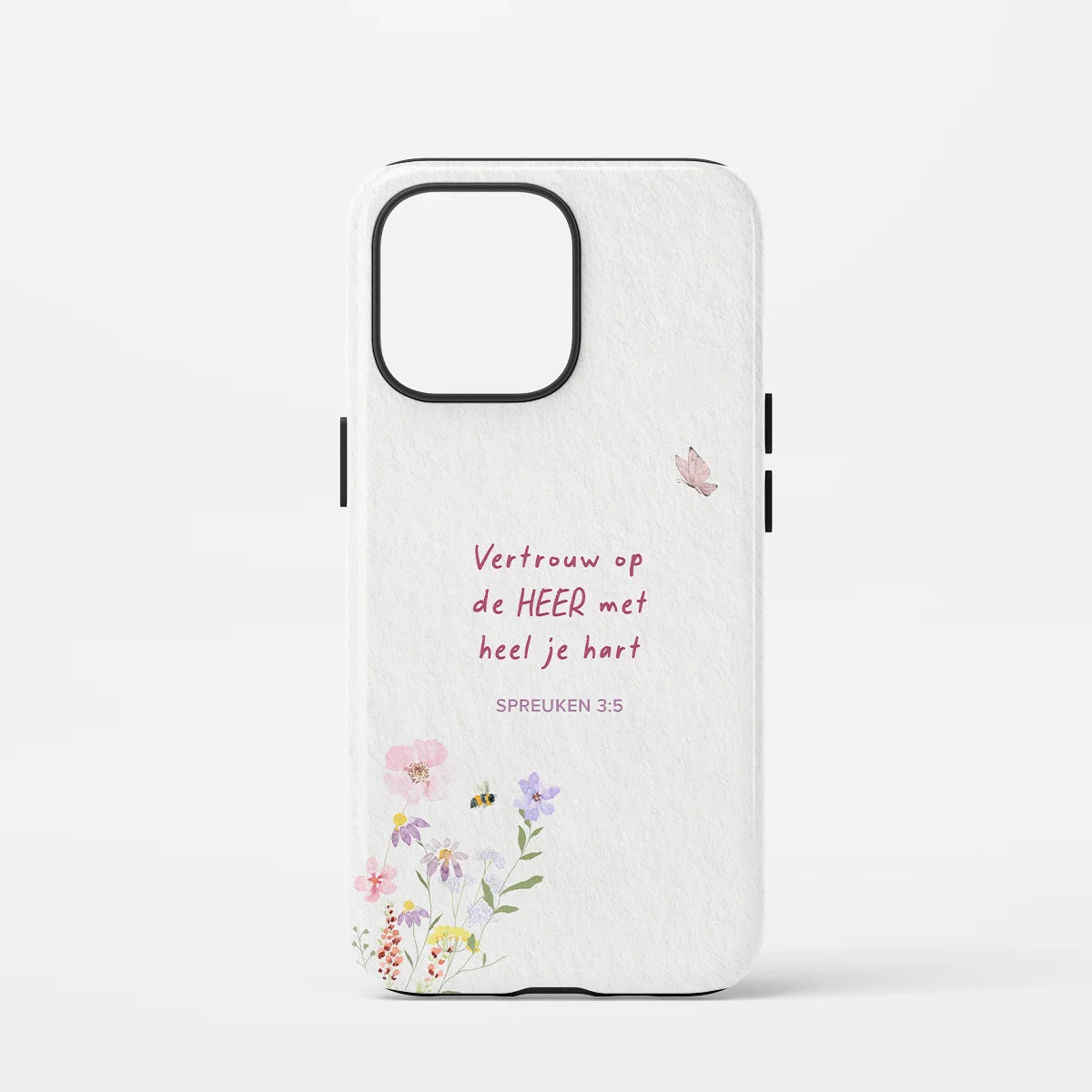 Christelijk toughcase telefoonhoesje ‘Vertrouw op de Heer’, rustgevend en krachtig geloofsdesign