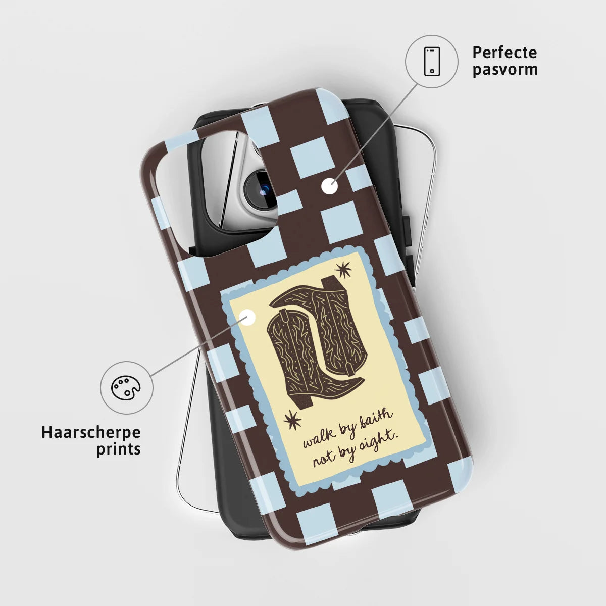 Christelijk toughcase telefoonhoesje ‘Walk by faith not by sight’ met perfecte pasvorm en haarscherpe print
