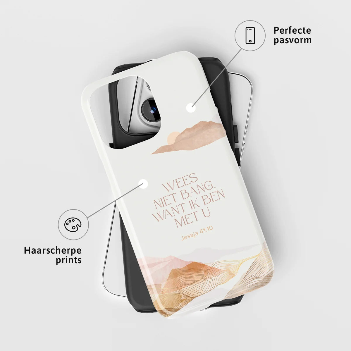 Christelijk toughcase telefoonhoesje ‘Wees niet bang’ met perfecte pasvorm en haarscherpe print